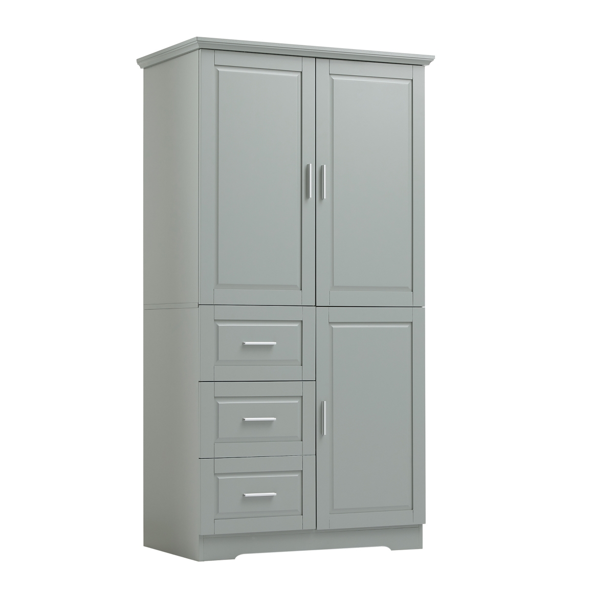 Simplie Fun Tall And Wide Storage Cabinet With Doors For Bathroom/Office, Three Drawers