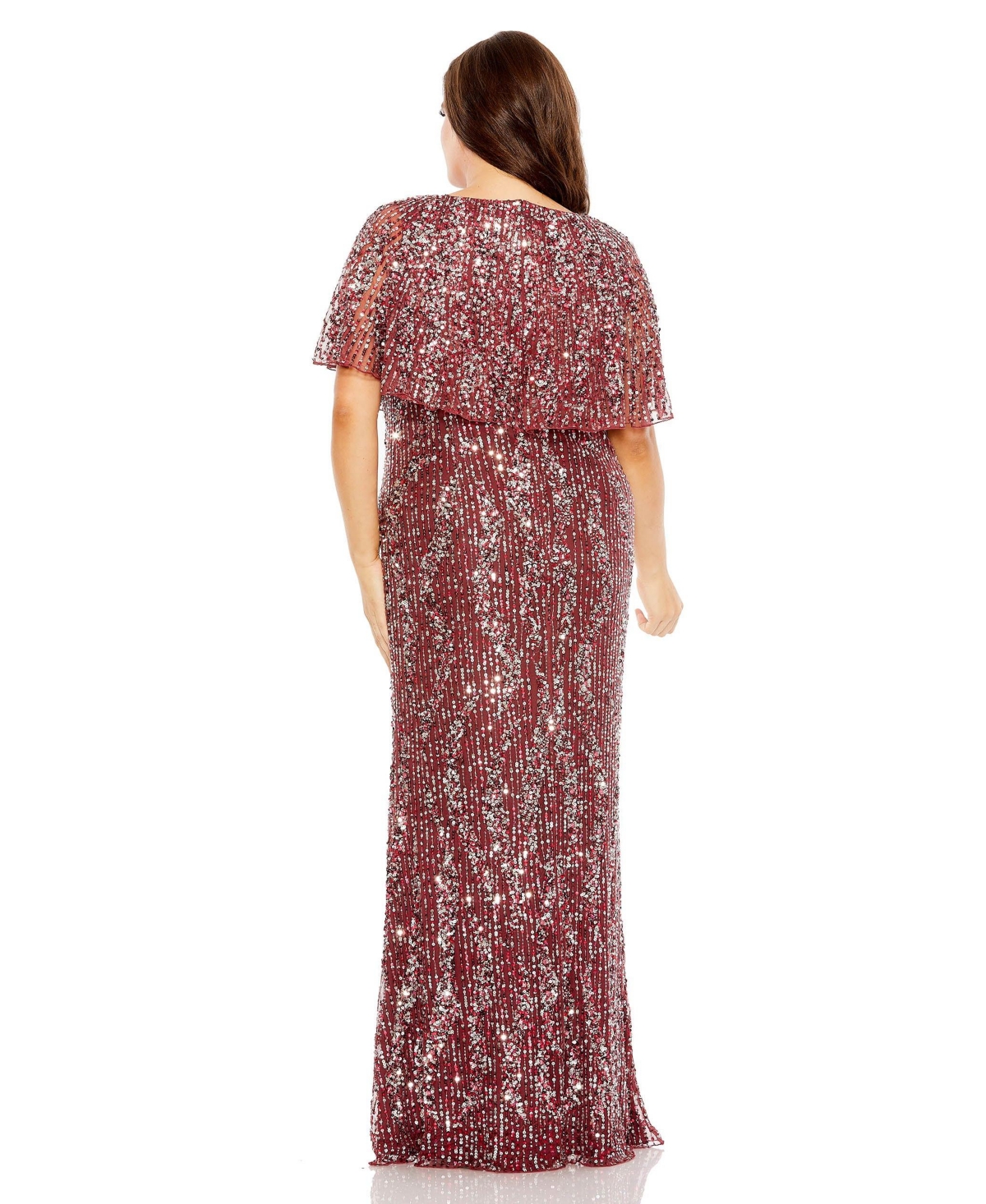 Mac Duggal Women's Plus Size High Neck Column Gown