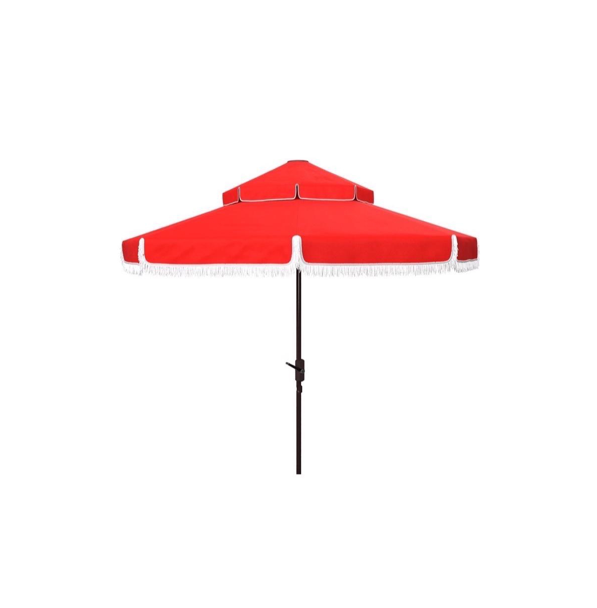 Milan Fringe 9Ft Double Top Crank Umbrella - Red