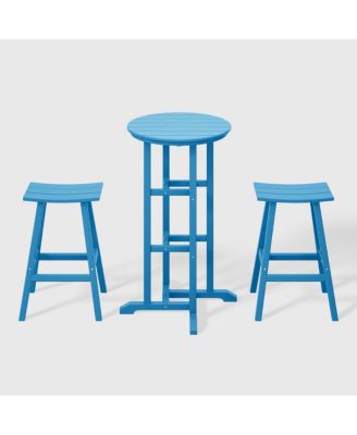 Outdoor Patio Bar Height Table and Bar Stool 3-Piece Dining Set