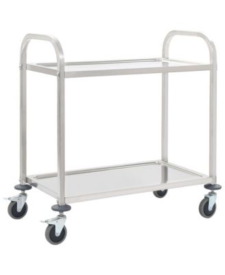 2-Tier Kitchen Trolley 38"x21.7"x35.4" Stainless Steel