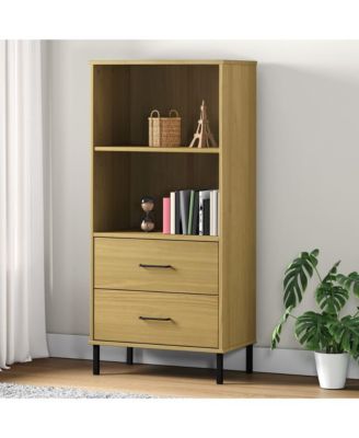 Bookcase with 2 Drawers Brown 23.6"x13.8"x50.6" Solid Wood OSLO