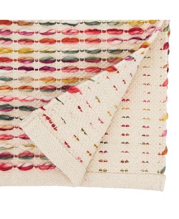 SARO LIFESTYLE Alexandria Woven Striped Table Runner, 16x108 Inches, Ivory Cotton