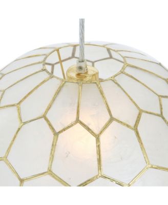 Capiz Honeycomb Globe Pendant Light Capiz White Seashells with Antique