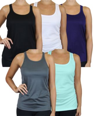 Women's Moisture Wicking Racerback Tanks-5 Pack