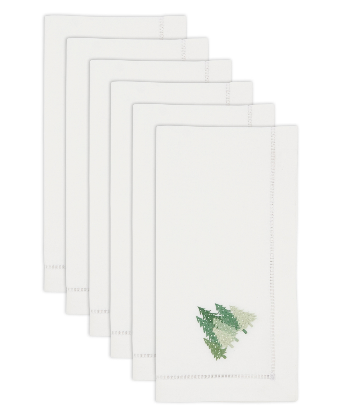 Saro Lifestyle Pine Forest Embroidered Napkin Set Of 6, 20"x20" In White