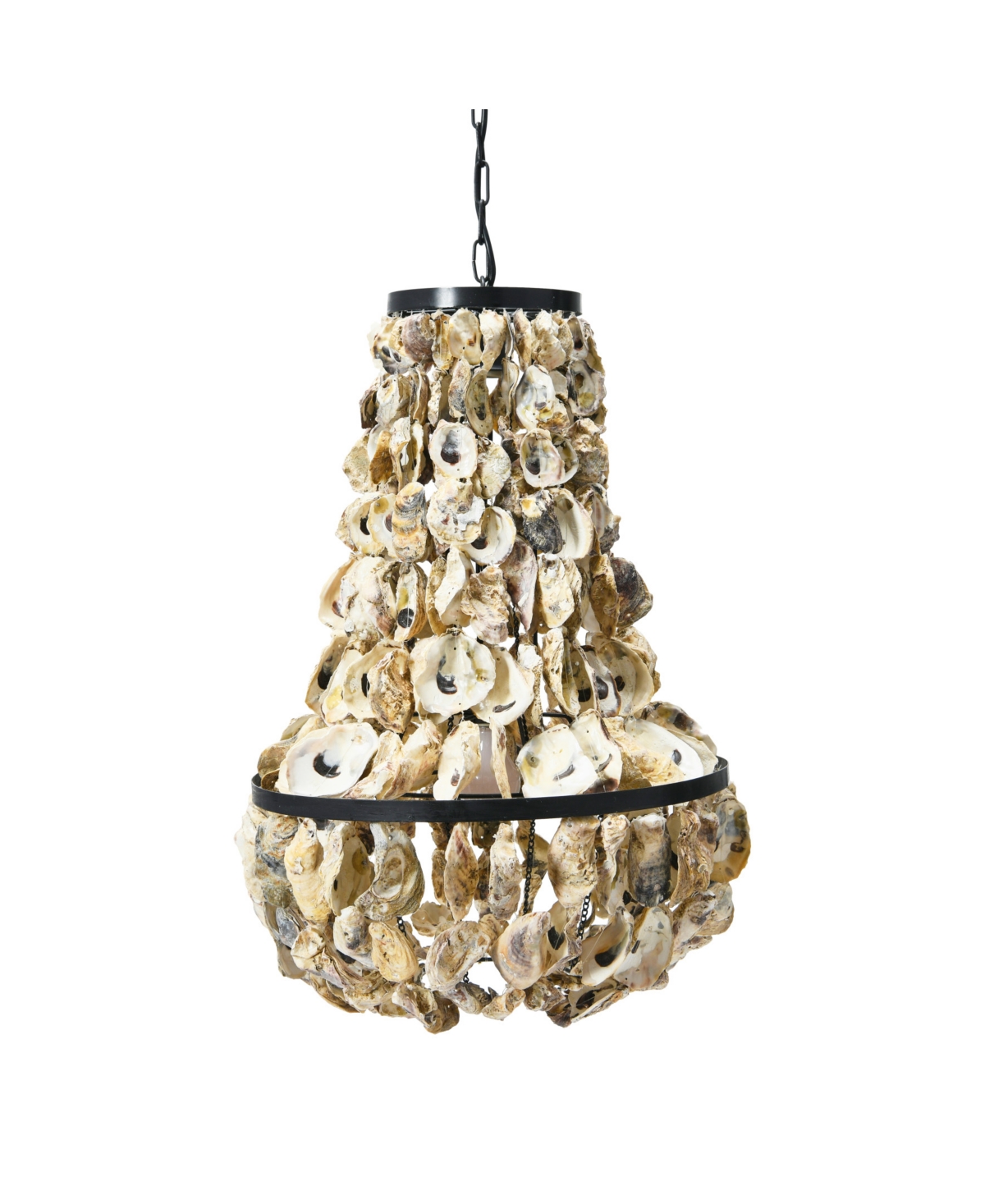 Storied Home Metal and Draped Oyster Shell Chandelier Black and- Natural