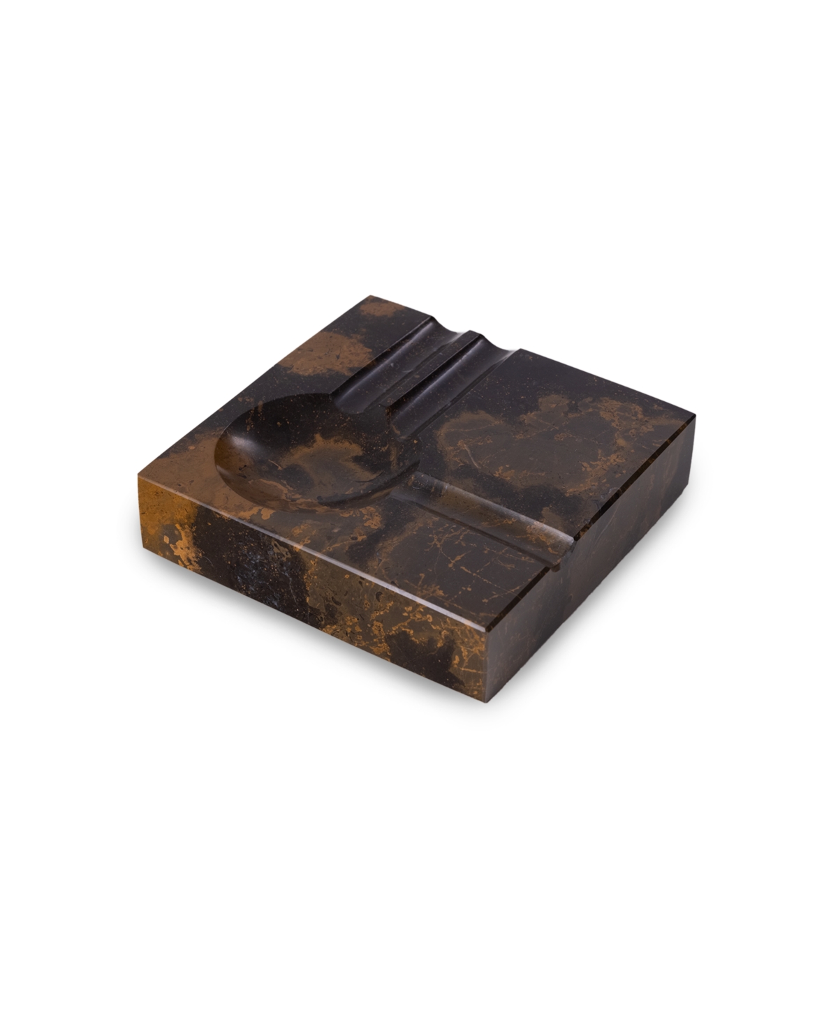 Bey-berk Solid Marble 5" Ashtray In Brown
