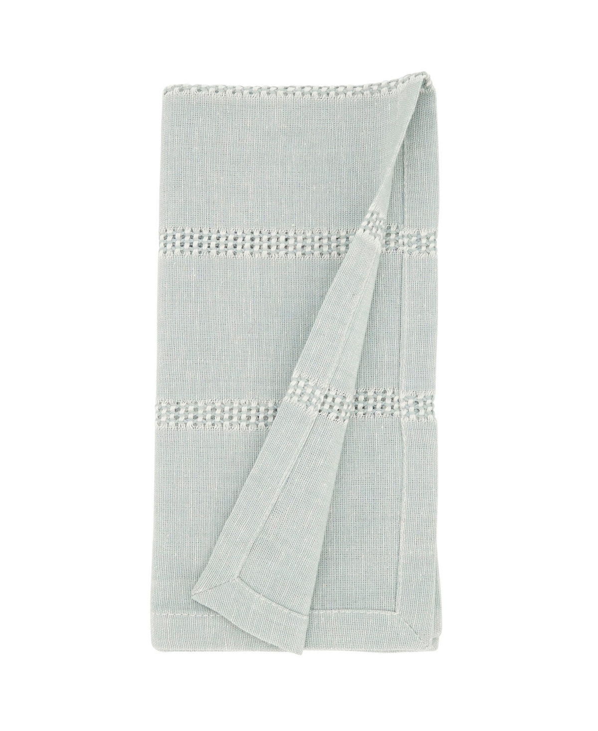Saro Lifestyle Leno Stripe Elegance Napkin Set Of 4, 20"x20" In Blue-grey