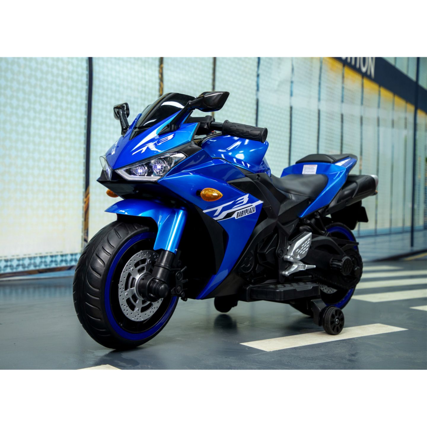 Детская игрушка Streamdale Furniture Tamco 12V Ride-On Motorcycle With Training Wheels, Ages 3-7, цвет: Синий — фото 7