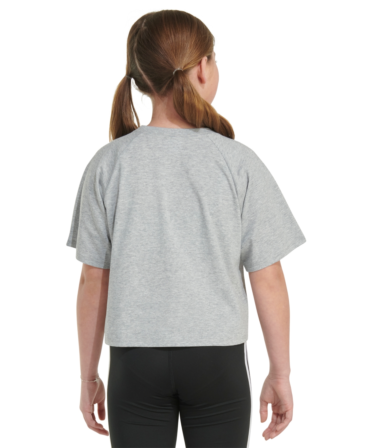 adidas Big Girls Short-Sleeve Waist-Length Raglan Heather T-Shirt - Multi