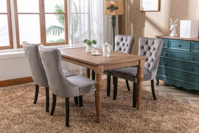 Streamdale Contemporary Velvet Upholstered Dining Chair Set, Gray, 2-Pcs
