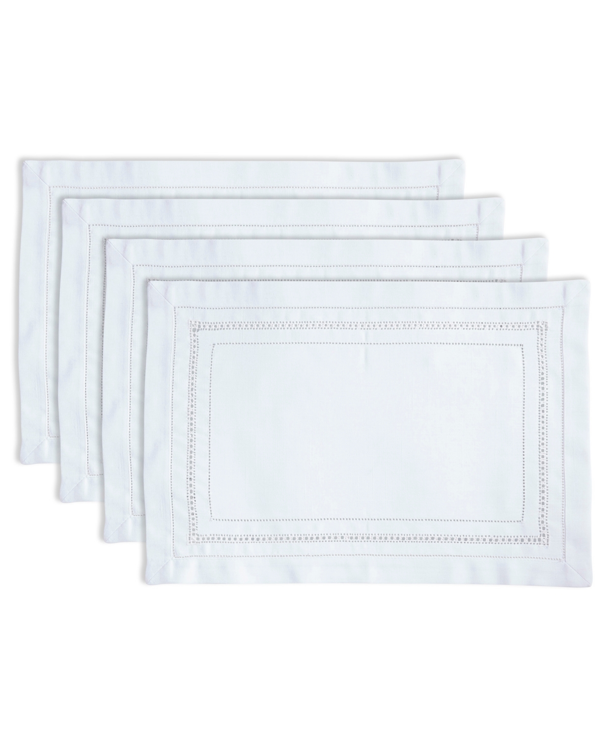 Saro Lifestyle Traditional Hemstitch Placemat Set Of 12, 14"x20" In White