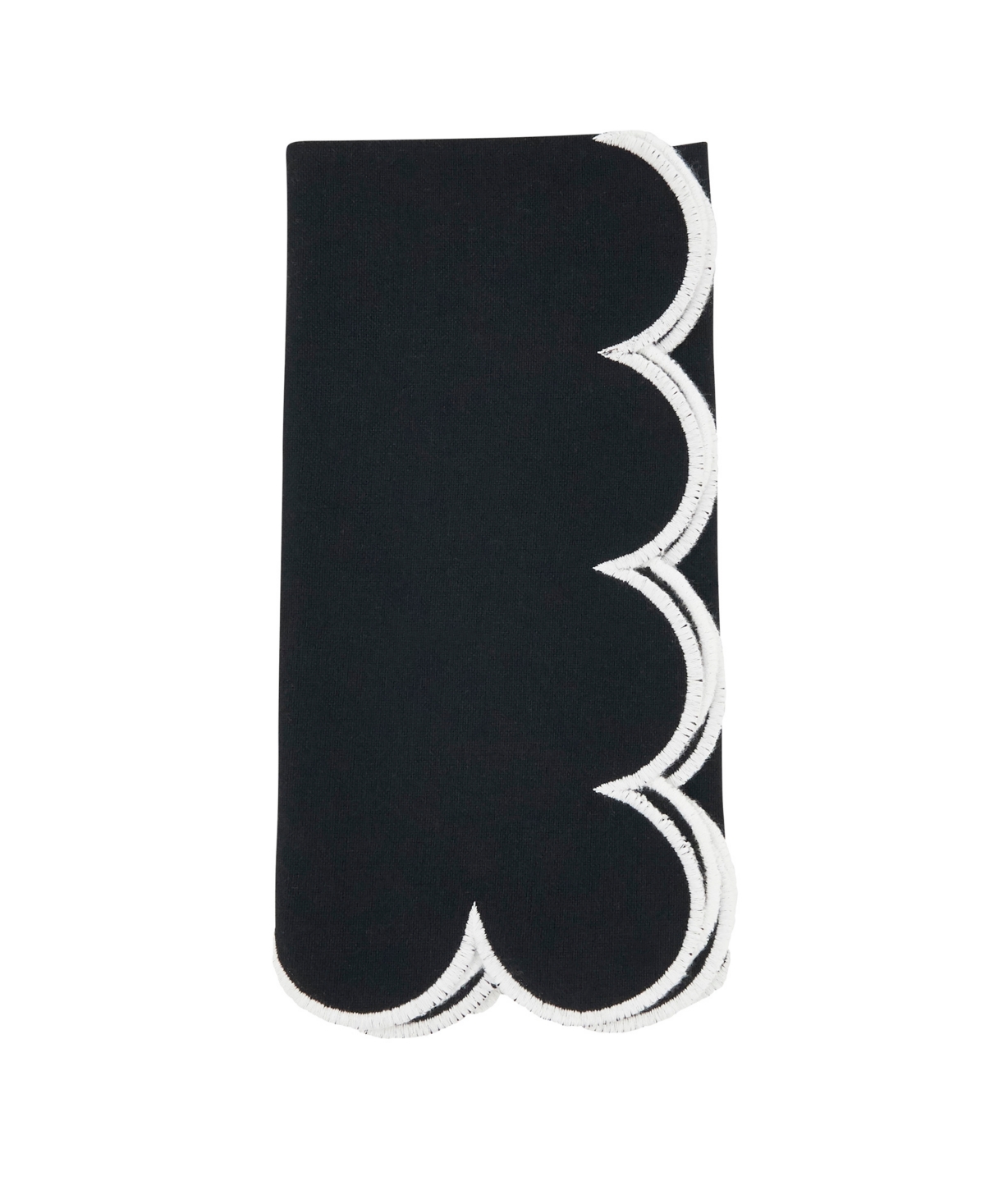Saro Lifestyle Scalloped Hem Napkin Set Of 4,20"x20" In Black