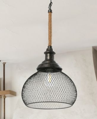 Martha - Woven Metal and Natural Rope Ceiling Light Black
