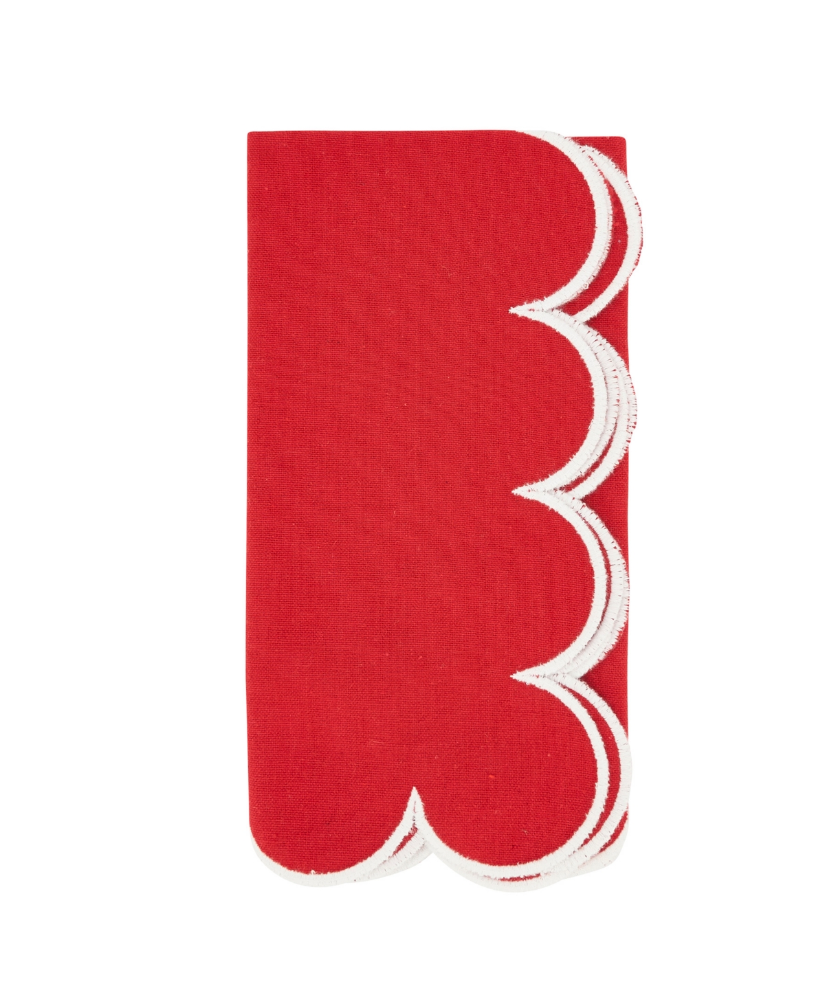 Saro Lifestyle Scalloped Hem Napkin Set Of 4,20"x20" In Red