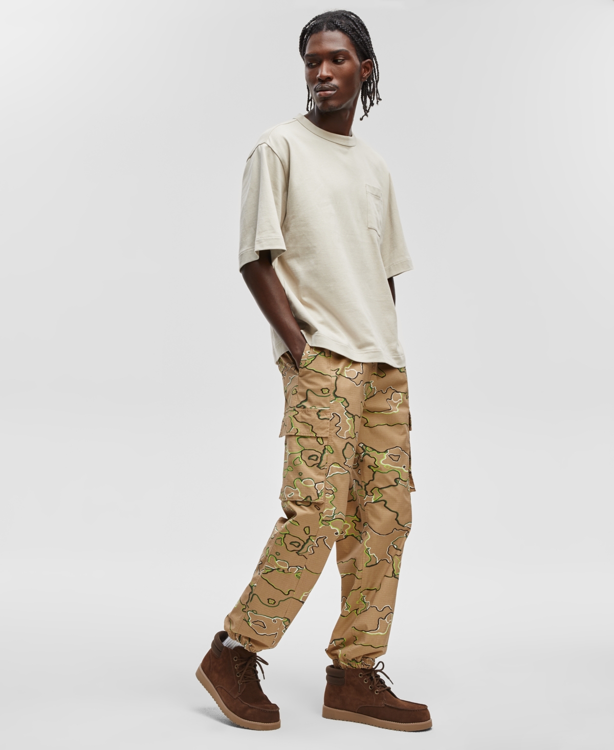 Mode of One Men's Regular-Fit Pull On Camo Print Cargo Joggers, Created for Macy's
