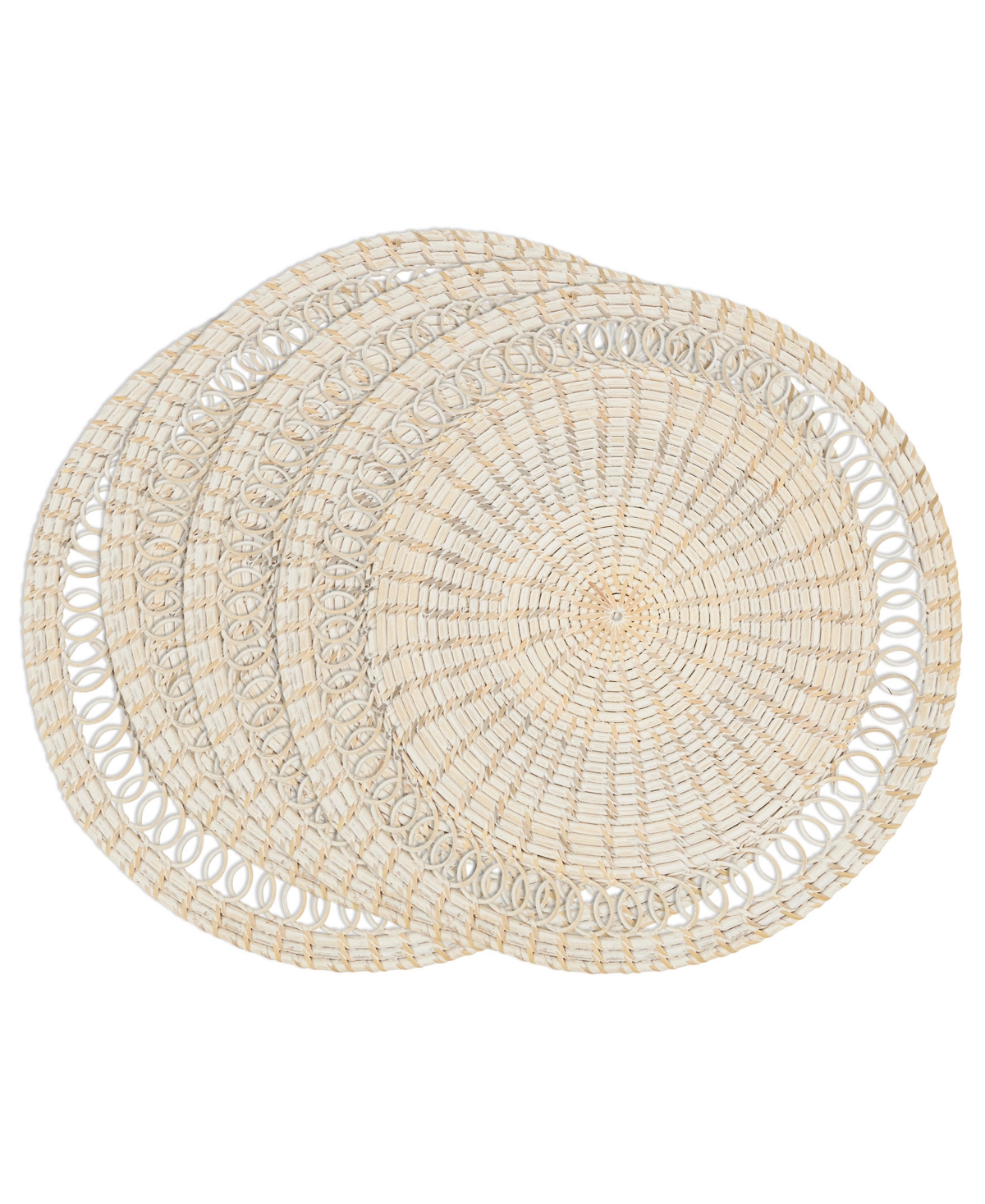 Saro Lifestyle Rattan Loopy Spiral Placemat Set Of 4,15"x15" In Natural