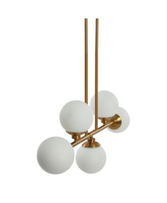 Lorne - Metal and Frosted Glass 5-Light Chandelier Brushed Gold