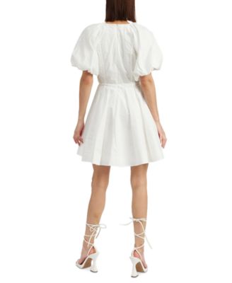 en saison cotton poplin mini dress En Saison Kalani Cotton Poplin Embroidered Mini Dress 'Seafoam' Size Small