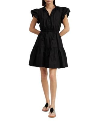 En Saison - Women's Nicollete Cotton Puffed-Sleeve Tiered Mini Dress