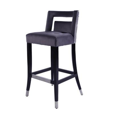 Streamdale Suede Velvet Nailhead Barstool Set (2) - 30" Height