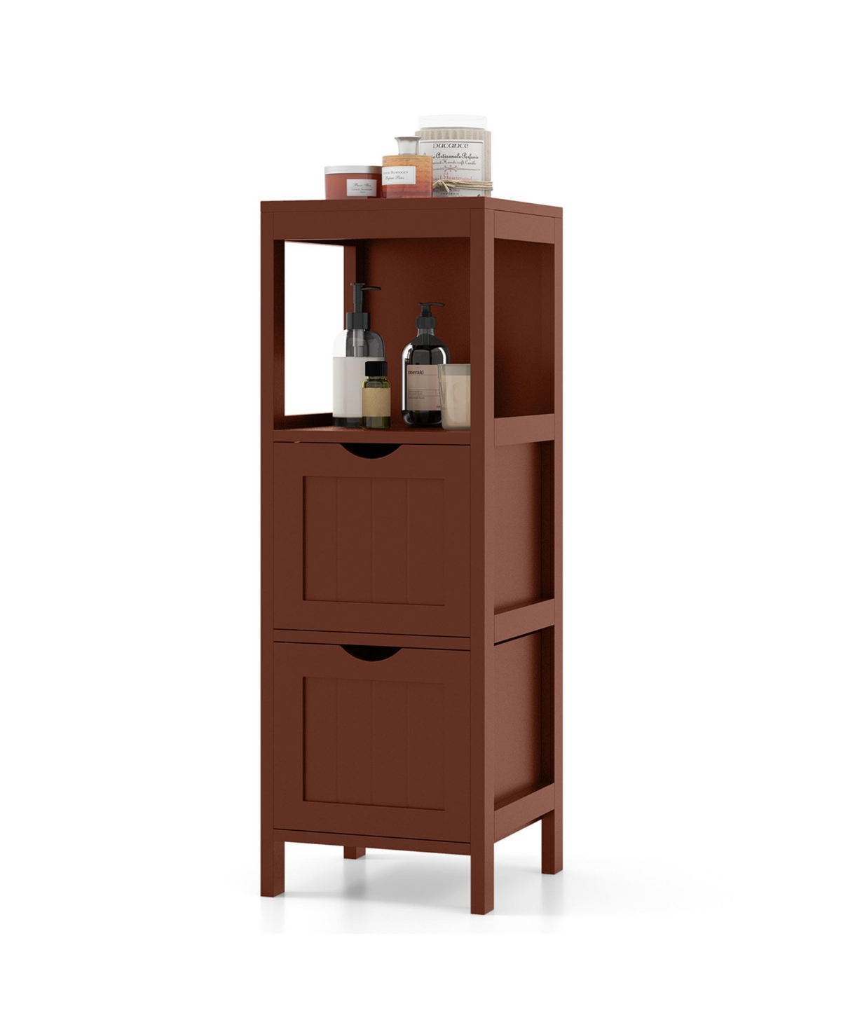 Bathroom Floor Cabinet Freestanding Side Storage Organizer with 2 Removable Drawers - Brown
