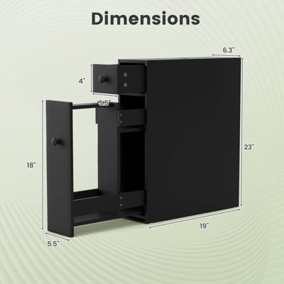 Bathroom Floor Cabinet Toilet Narrow Storage Organizer with Flip Top