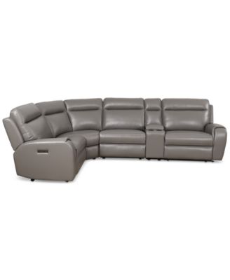 CLOSEOUT! Sheeler 5-Pc. Faux Leather Sectional with 3 Power Motion Chairs & 1 Console
