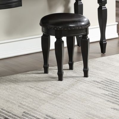 Simplie Fun Bedroom Classic Vanity Set Wooden Carved Mirror Stool Drawers Black Color