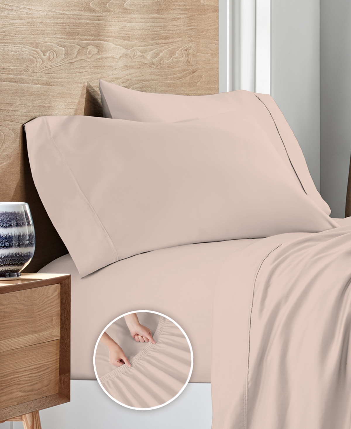 Purity Home 400 Thread Count Cotton Percale -Pc. Sheet Set