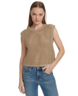 Calvin Klein Jeans - Petite Cotton Open-Stitch Sleeveless Sweater