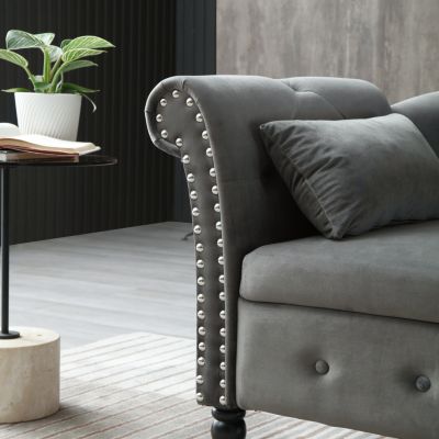 Luxurious Velvet Chaise with Storage and Accents