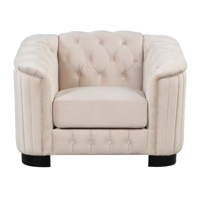 41.5" Velvet Upholstered Accent Sofa, Modern Single Sofa Chair With Thick Removable Seat Cushions