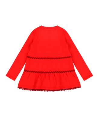 Girls Ruffle Hem Tiered Tunic and Legging Set - Red Multicolor