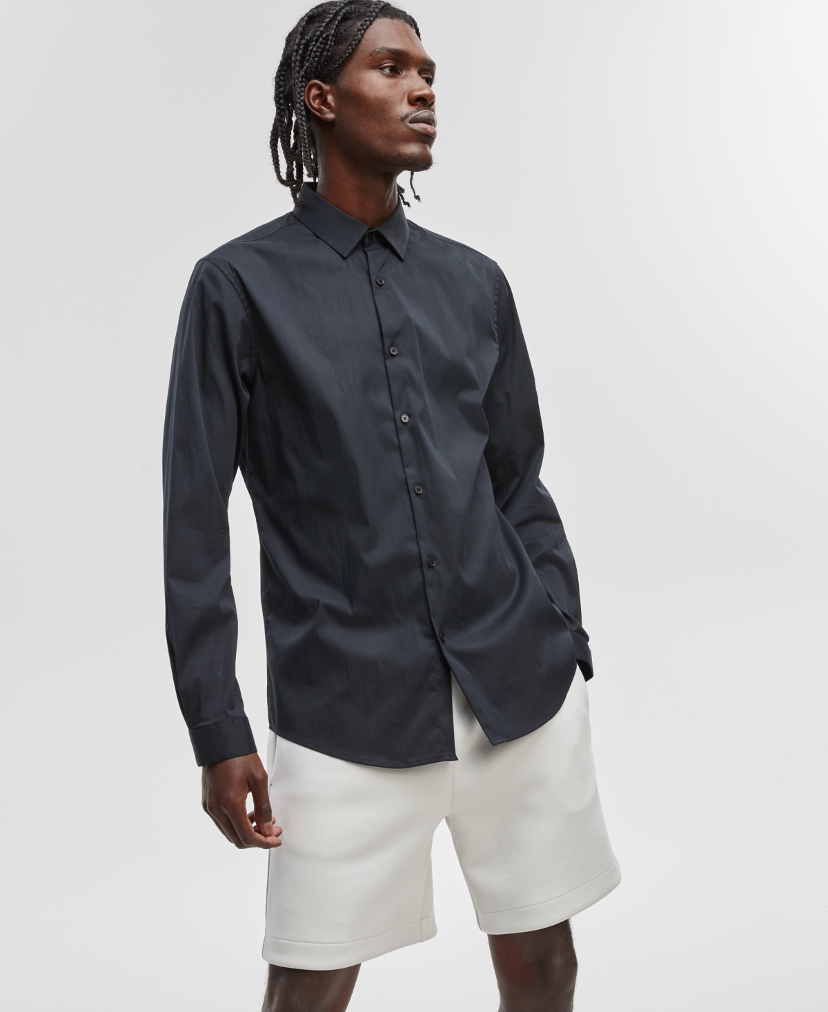 Men's Slim-Fit Button-Down Sport Shirt, Created for Macy's - Pale Indigo Stripes