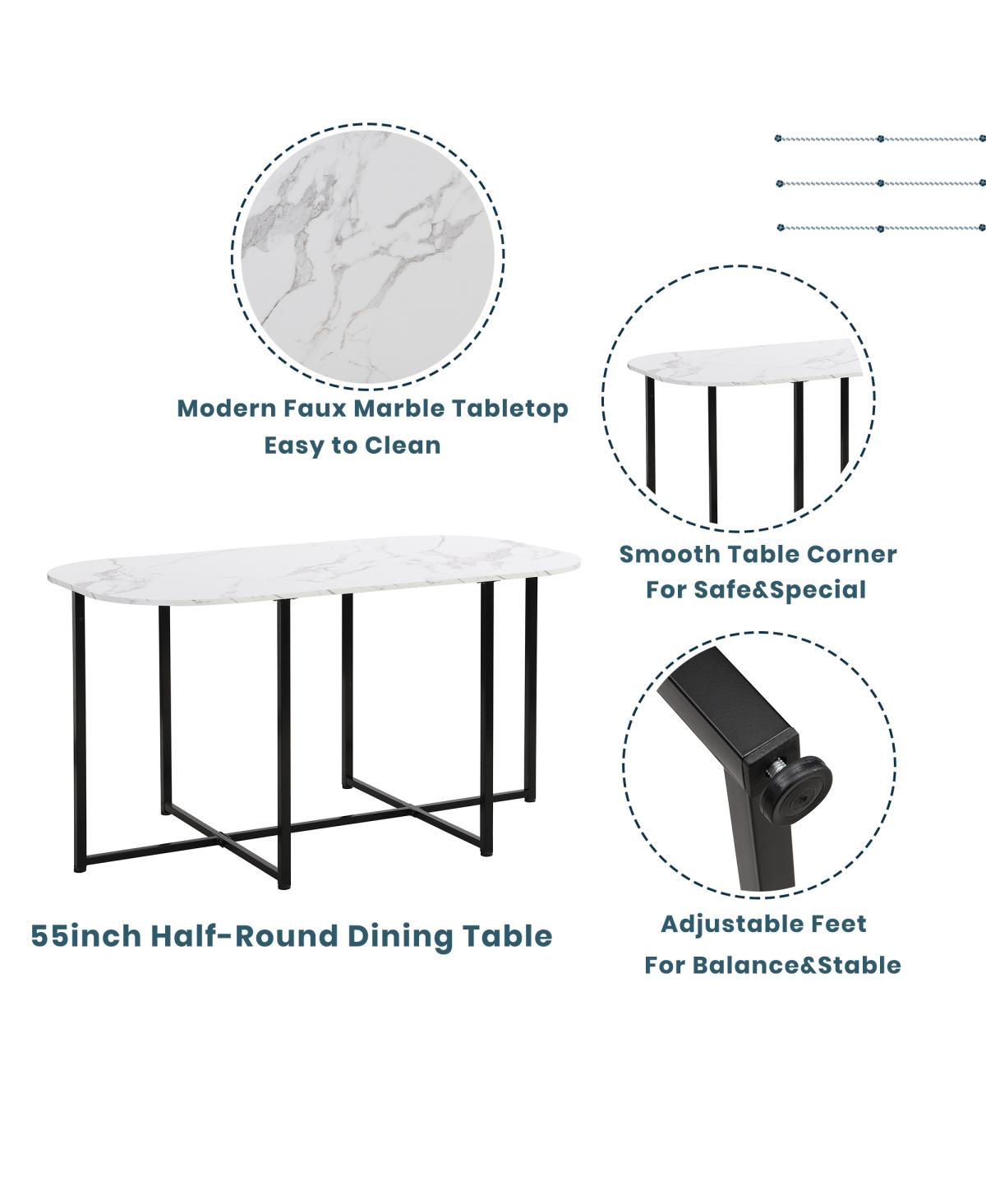 Streamdale Furniture Modern 7-Piece Dining Table Set With Faux Marble Compact 5 5