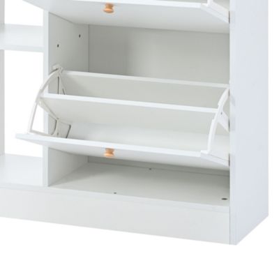  2-Tier Shoe Cabinet with 4 Flip Drawers