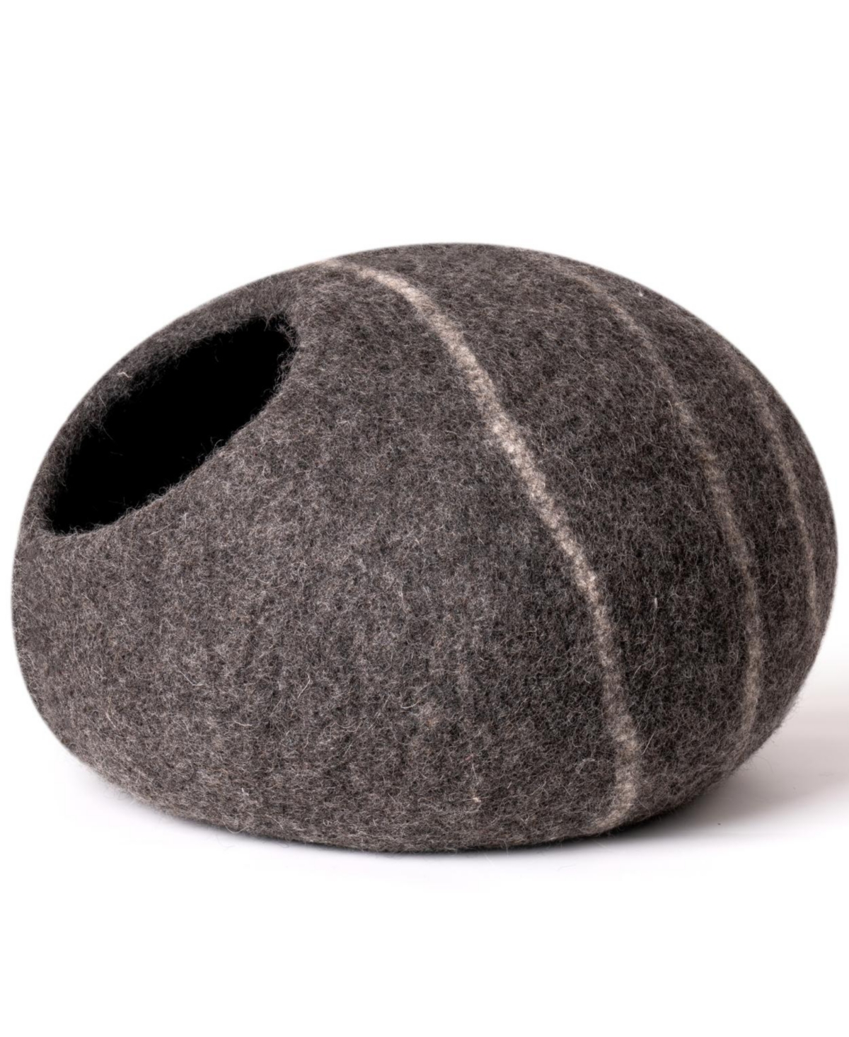 Cat Cave Bed - Handmade Wool Cat Bed Cave With Mouse Toy - Black