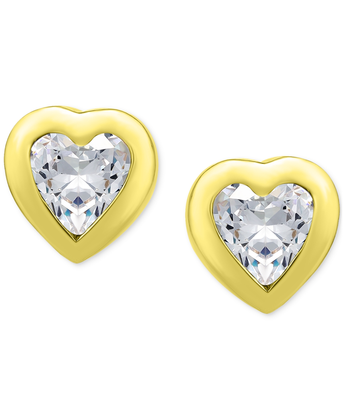 Giani Bernini Cubic Zirconia Heart Bezel Stud Earrings in 18kPlated Sterling Silver, Created for Macy's - Gold