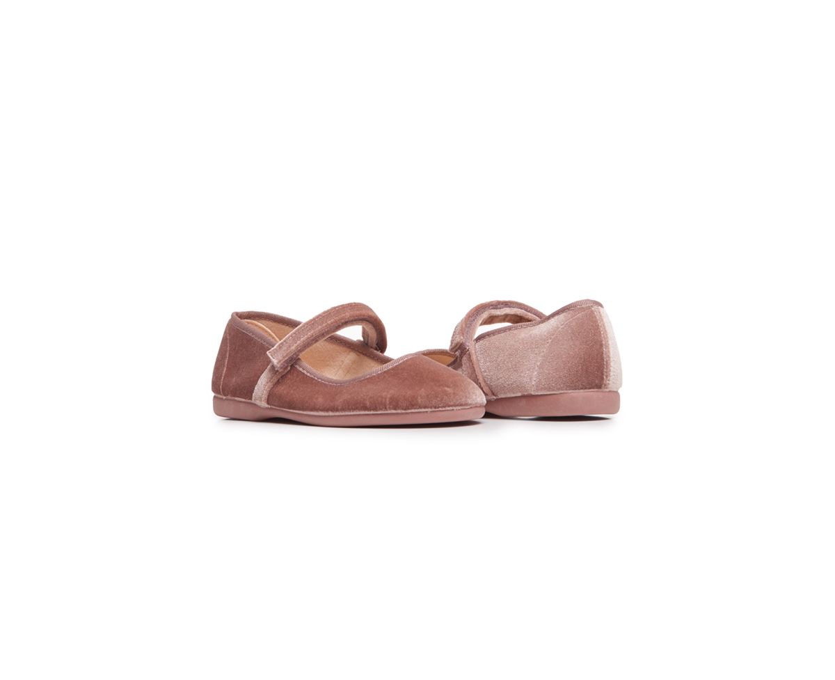 Childrenchic Girls Classic Velvet Mary Janes - Rose