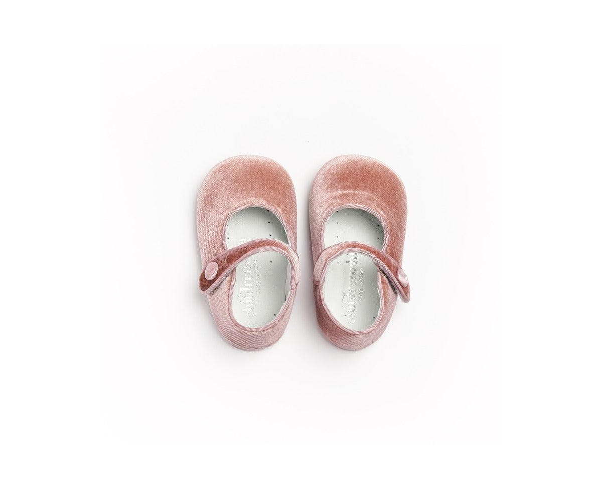 Childrenchic Girls My-First Velvet Mary Janes - Rose