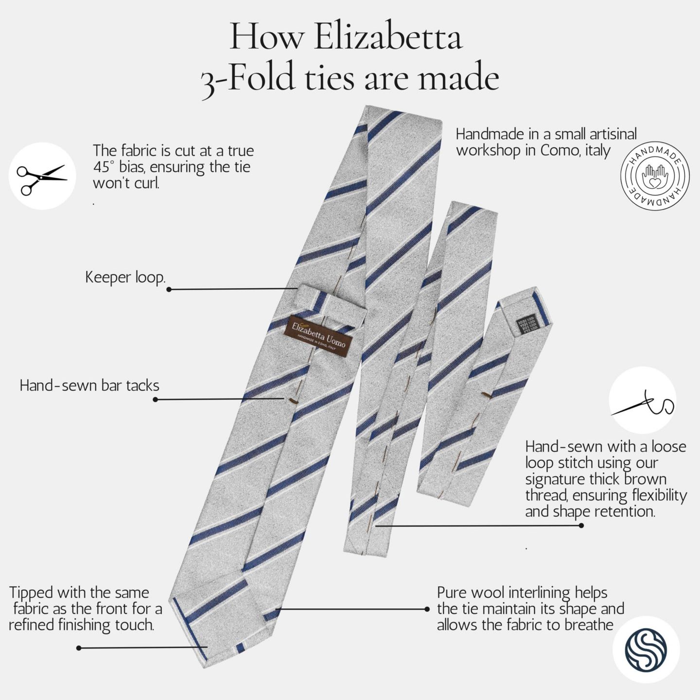 Шёлковый галстук с принтом Elizabetta Novara, цвет: Тёмно-синий — фото 3