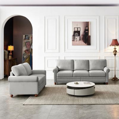  Linen Fabric Upholstered With Storage Sofa 2+3 Sectional