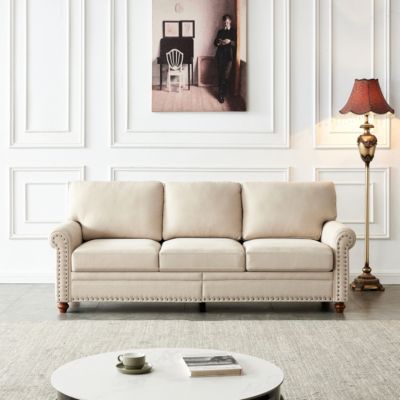 Linen Fabric Upholstered With Storage Sofa