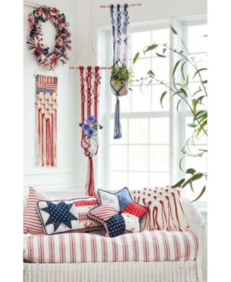 Patriotic Quilted Star Patchwork Accent Pillow, 10" x 24"