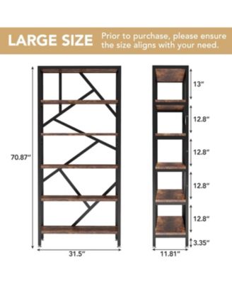 71" Industrial Metal 6-Shelf Etagere Bookcase Open Display Storage Freestanding Bookshelf for Home Office & Living Room