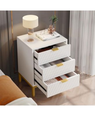 3-Drawer Nightstand, 25.8" Tall Modern Bedside Table, Large Side End Table with Storage Drawers for Bedroom