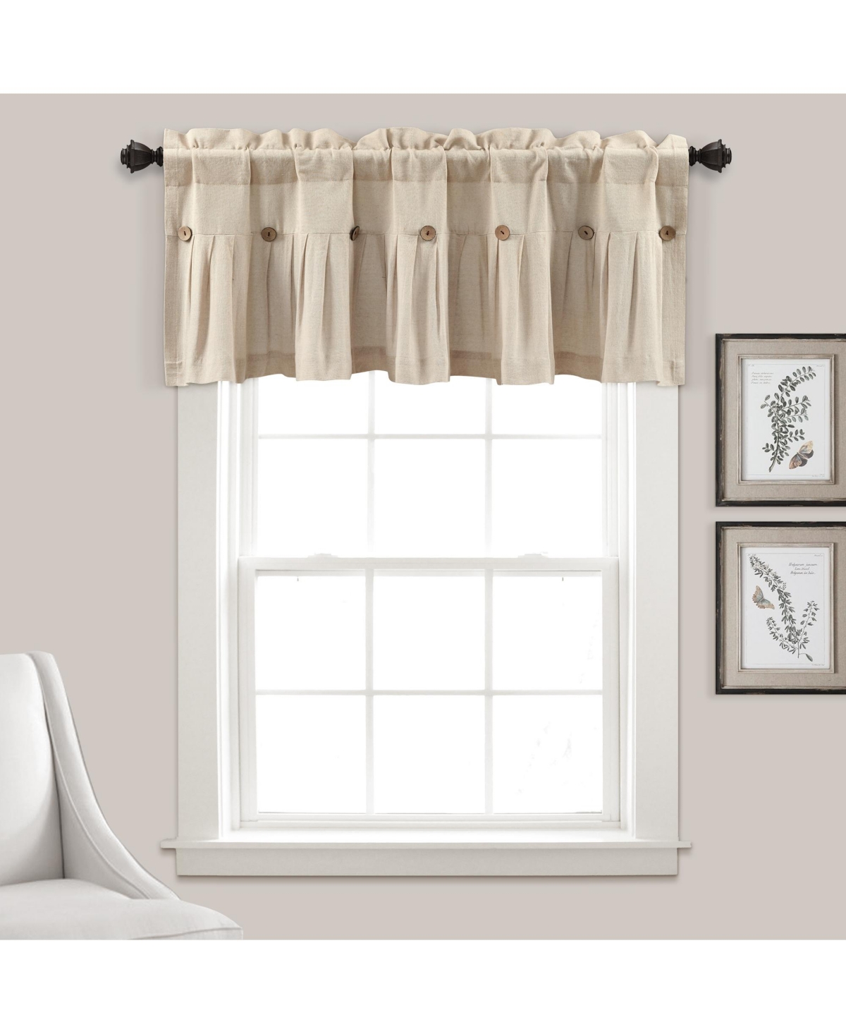 Linen Button Valance - Blue
