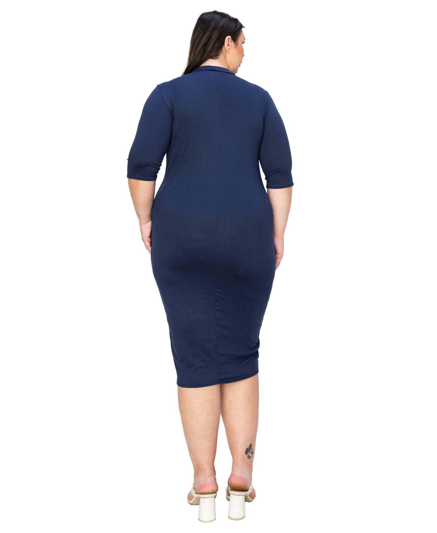 Женское платье L I V D Plus Size Mona Midi, цвет: Тёмно-синий — фото 3